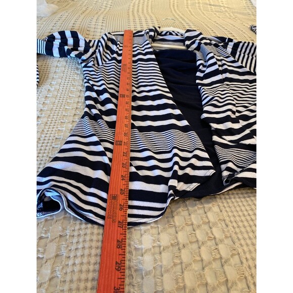 Croft & Barrow Blouse Plus Sz Petite XL Navy White Striped Top Casual + Stretch - Picture 10 of 11